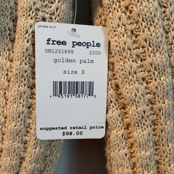 NEW Free People Crazy in Love Sweater in Golden Palm Small - Picture 5 of 6
